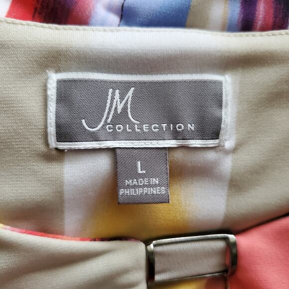 JM Collection Petite Colorful Color Block Top L - Picture 6 of 7